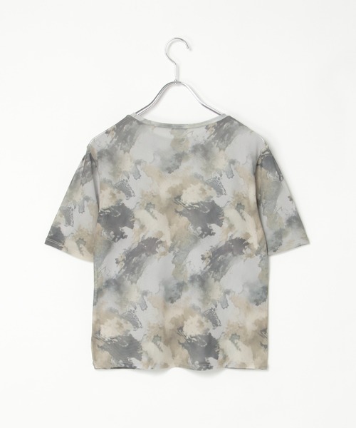 notch.(ノッチ)の「アート柄パワーメッシュTシャツ(Tシャツ/カットソー・レディース・グレー/アイボリー・M)」の4枚目の写真