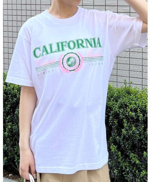 RGY(アールジーワイ)の「【RGY】CALIFORNIA Venice Beach デザインプリントTシャツ (CP)(Tシャツ/カットソー・レディース・ネイビー/ホワイト/オートミール・L/M)」の1枚目の写真