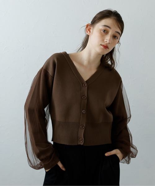 MUVEILのチュールカーディガン MUVEIL チュールスリーブカーディガン