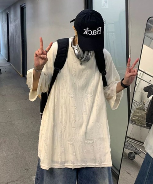 B.R.U(ブル)の「ダメージシアートップス(Tシャツ/カットソー・メンズ・チャコール/ベージュ・LARGE/MEDIUM)」の13枚目の写真