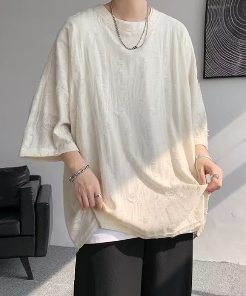B.R.U(ブル)の「ダメージシアートップス(Tシャツ/カットソー・メンズ・チャコール/ベージュ・LARGE/MEDIUM)」の14枚目の写真