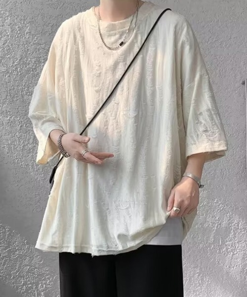 B.R.U(ブル)の「ダメージシアートップス(Tシャツ/カットソー・メンズ・チャコール/ベージュ・LARGE/MEDIUM)」の15枚目の写真