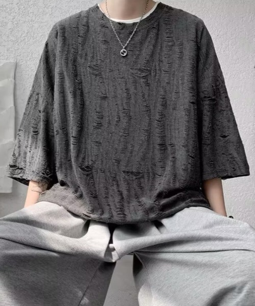 B.R.U(ブル)の「ダメージシアートップス(Tシャツ/カットソー・メンズ・チャコール/ベージュ・LARGE/MEDIUM)」の16枚目の写真