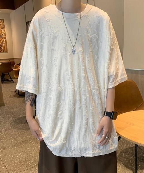 B.R.U(ブル)の「ダメージシアートップス(Tシャツ/カットソー・メンズ・チャコール/ベージュ・LARGE/MEDIUM)」の22枚目の写真