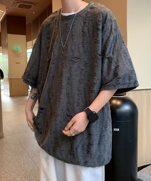 B.R.U(ブル)の「ダメージシアートップス(Tシャツ/カットソー・メンズ・チャコール/ベージュ・LARGE/MEDIUM)」の18枚目の写真