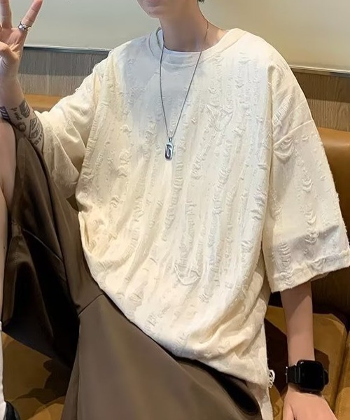 B.R.U(ブル)の「ダメージシアートップス(Tシャツ/カットソー・メンズ・チャコール/ベージュ・LARGE/MEDIUM)」の19枚目の写真