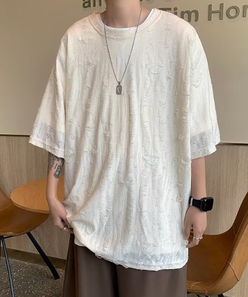 B.R.U(ブル)の「ダメージシアートップス(Tシャツ/カットソー・メンズ・チャコール/ベージュ・LARGE/MEDIUM)」の21枚目の写真
