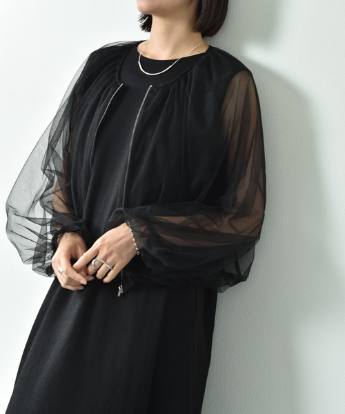 actuel（アクチュエル）の「【ａｃｔｕｅｌ】チュールＺＩＰブルゾン（ブルゾン・レディース・グレー/ブラック・FREE）」の11枚目の写真