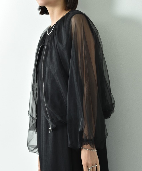 actuel（アクチュエル）の「【ａｃｔｕｅｌ】チュールＺＩＰブルゾン（ブルゾン・レディース・グレー/ブラック・FREE）」の7枚目の写真