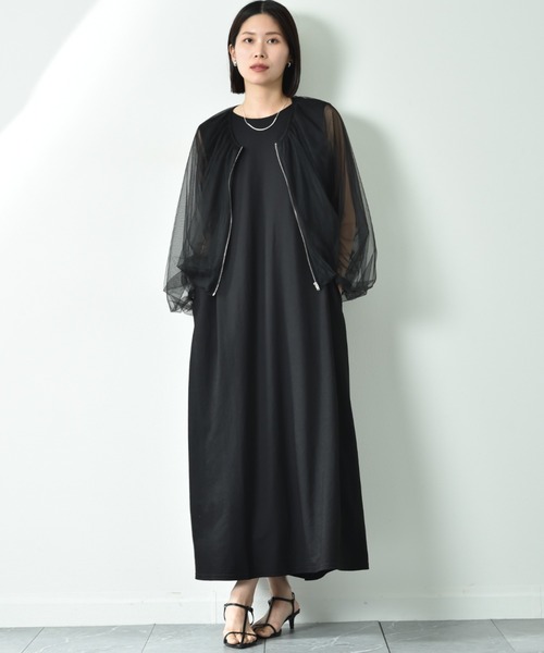 actuel（アクチュエル）の「【ａｃｔｕｅｌ】チュールＺＩＰブルゾン（ブルゾン・レディース・グレー/ブラック・FREE）」の5枚目の写真