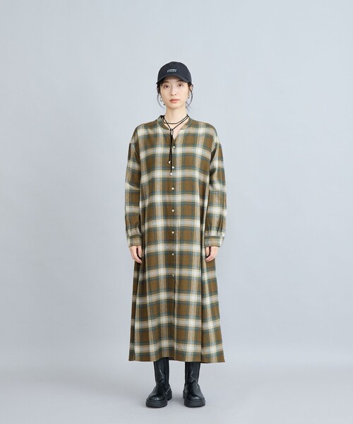 coen(コーエン)の「オンブレチェックフレアシャツワンピース(ワンピース・レディース・ネイビー/ナチュラル/オリーブ・FREE)」の19枚目の写真