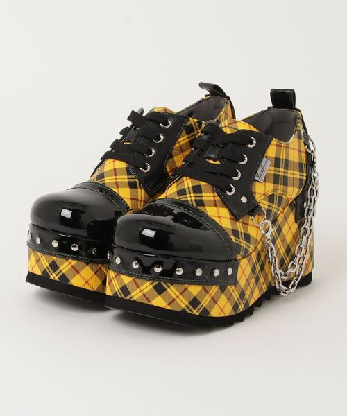 YOSUKE(ヨースケ)の「ヨースケYOSUKEウィメンズ厚底チェーン付きレースアップストレートチップシューズ 4460040(ドレスシューズ・レディース・ブラック/ブラック×パープル/ブラック×イエロー/ホワイト×ブラック・LL/L/M/S)」の4枚目の写真