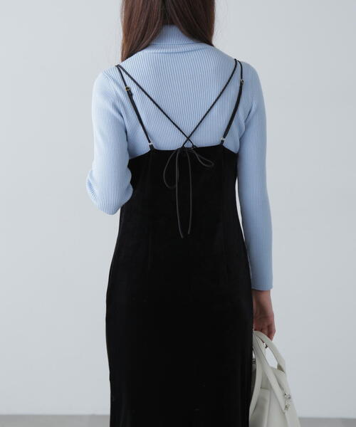 FREE'S MART（フリーズマート）の「◆2ストラップベロアキャミワンピース（ワンピース・レディース・ブラック/グレー・SMALL/MEDIUM）」の9枚目の写真