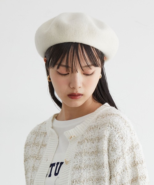 VIS(ビス)の「ベーシックウールベレー帽(ハンチング/ベレー帽・レディース・キナリ/ブラック・FREE)」の2枚目の写真