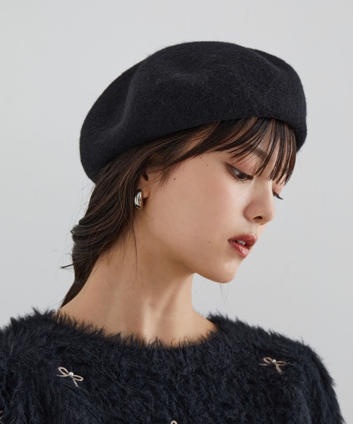 VIS(ビス)の「ベーシックウールベレー帽(ハンチング/ベレー帽・レディース・キナリ/ブラック・FREE)」の15枚目の写真