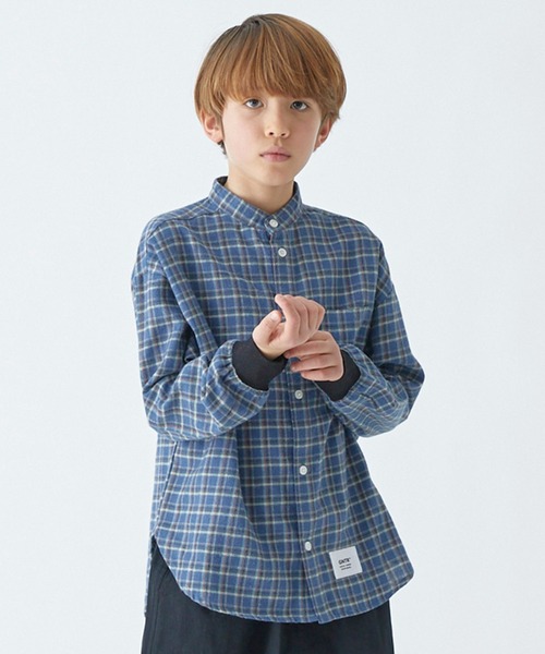 GENERATOR(ジェネレーター)の「ジェネレーター チェックバンドカラーシャツ(シャツ/ブラウス・キッズ・ブルー/グリーン/キャメル・L/XL/M)」の1枚目の写真