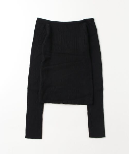 Per sist ence(パーシエンス)の「コットンアクリルオフショルダーリブニット(Tシャツ/カットソー・レディース・オフホワイト/ブラック/グレー・FREE)」の4枚目の写真