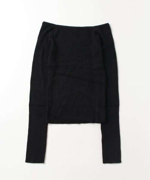 Per sist ence(パーシエンス)の「コットンアクリルオフショルダーリブニット(Tシャツ/カットソー・レディース・オフホワイト/ブラック/グレー・FREE)」の19枚目の写真