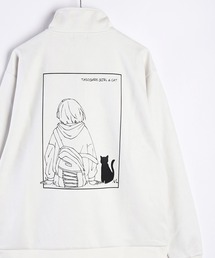 フェイクスエード TASOGARE GIRL & CAT 長袖 ハーフジッププルオーバー