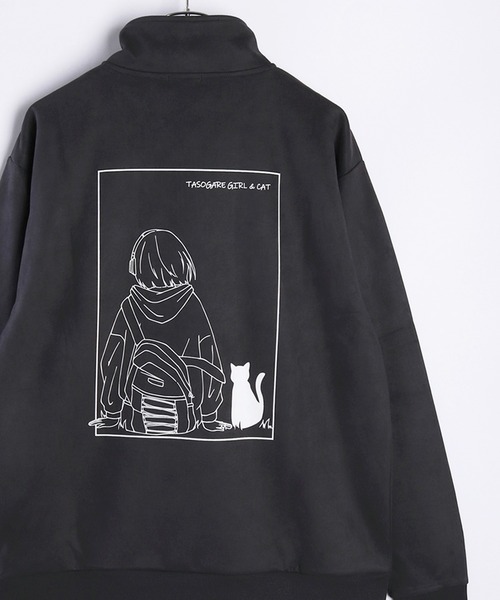 フェイクスエード TASOGARE GIRL & CAT 長袖 ハーフジッププルオーバー（スウェット）｜WESTSEA（ウエストシー）