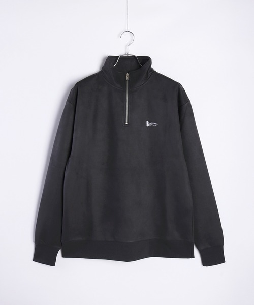 WESTSEA(ウエストシー)の「フェイクスエード TASOGARE GIRL & CAT 長袖 ハーフジッププルオーバー(スウェット・メンズ・チャコール/オフホワイト/グレー・M/L)」の4枚目の写真