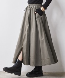フロントジップフレアロングスカート ＜大きいサイズ有＞シックスタイル　