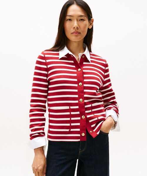 TOMMY HILFIGER（トミーヒルフィガー）の「リバーシブルカーディガン（カーディガン/ボレロ・レディース・レッド/ネイビー/レッド系その他3/マルチ/スカイブルー・XX-SMALL/X-SMALL/SMALL）」の4枚目の写真