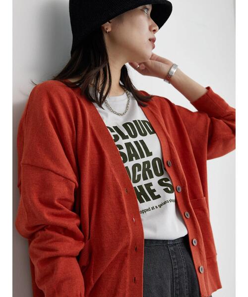 Samansa Mos2 blue（サマンサモスモスブルー）の「マルチスタイルVネックカーディガン（カーディガン/ボレロ・レディース・オフホワイト/ブルー/トップグレー/ダークオレンジ/ブラック/モカ/グリーン・M/L）」の7枚目の写真