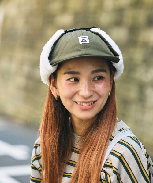 POLeR（ポーラー）の「POLeR × FREAK'S STORE/ポーラー × フリークスストア 別注 PUTTED FLAP CAP パデット フラップキャップ（キャップ・メンズ・ブラック/オリーブ・ONE SIZE）」の9枚目の写真