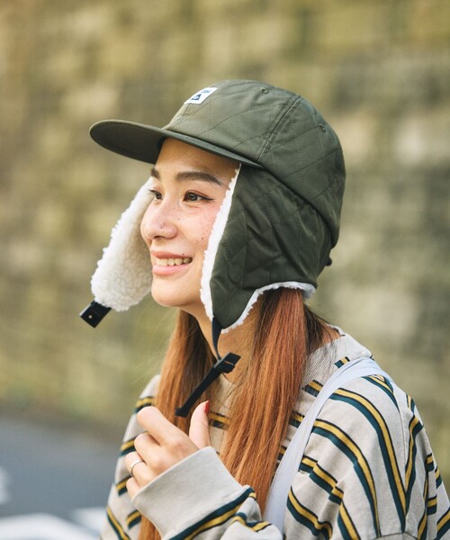 POLeR（ポーラー）の「POLeR × FREAK'S STORE/ポーラー × フリークスストア 別注 PUTTED FLAP CAP パデット フラップキャップ（キャップ・メンズ・ブラック/オリーブ・ONE SIZE）」の11枚目の写真