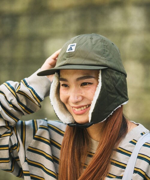 POLeR（ポーラー）の「POLeR × FREAK'S STORE/ポーラー × フリークスストア 別注 PUTTED FLAP CAP パデット フラップキャップ（キャップ・メンズ・ブラック/オリーブ・ONE SIZE）」の16枚目の写真