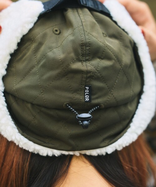 POLeR（ポーラー）の「POLeR × FREAK'S STORE/ポーラー × フリークスストア 別注 PUTTED FLAP CAP パデット フラップキャップ（キャップ・メンズ・ブラック/オリーブ・ONE SIZE）」の19枚目の写真