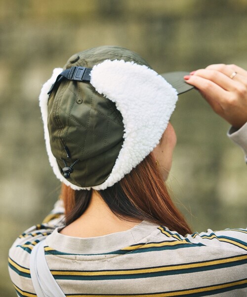 POLeR（ポーラー）の「POLeR × FREAK'S STORE/ポーラー × フリークスストア 別注 PUTTED FLAP CAP パデット フラップキャップ（キャップ・メンズ・ブラック/オリーブ・ONE SIZE）」の21枚目の写真