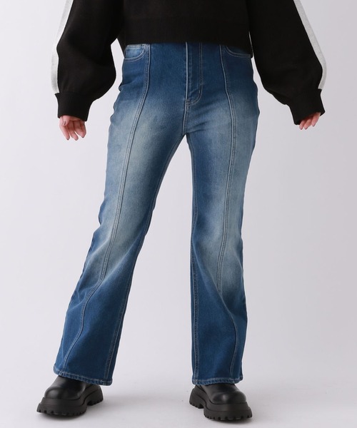 【裏起毛】デニムキモウセミフレアパンツ（デニムパンツ）｜repipi armario（レピピ アルマリオ）