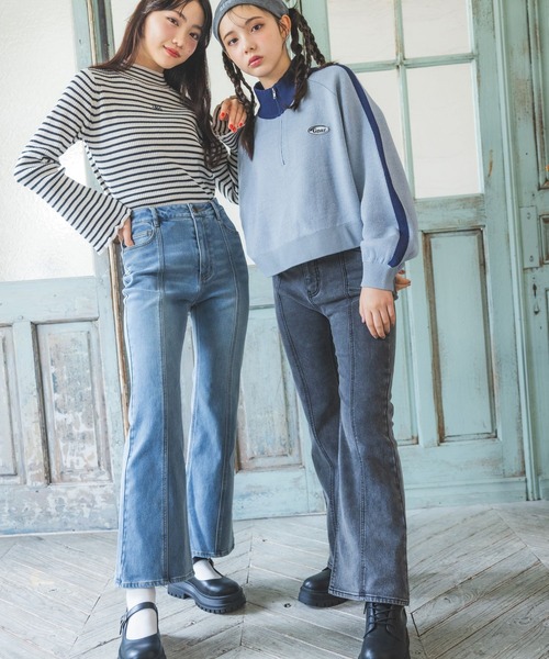 【裏起毛】デニムキモウセミフレアパンツ（デニムパンツ）｜repipi armario（レピピ アルマリオ）