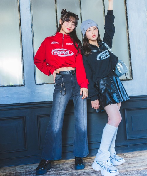 【裏起毛】デニムキモウセミフレアパンツ（デニムパンツ）｜repipi armario（レピピ アルマリオ）