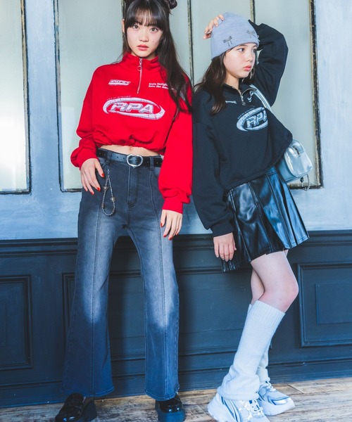 【裏起毛】デニムキモウセミフレアパンツ（デニムパンツ）｜repipi armario（レピピ アルマリオ）