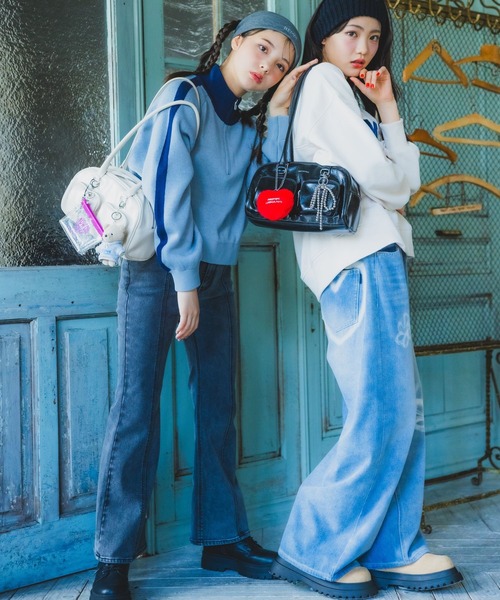 【裏起毛】デニムキモウセミフレアパンツ（デニムパンツ）｜repipi armario（レピピ アルマリオ）