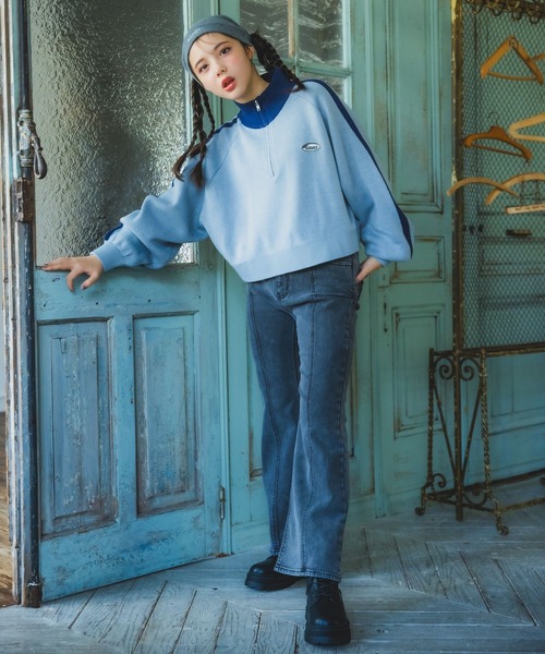 【裏起毛】デニムキモウセミフレアパンツ（デニムパンツ）｜repipi armario（レピピ アルマリオ）