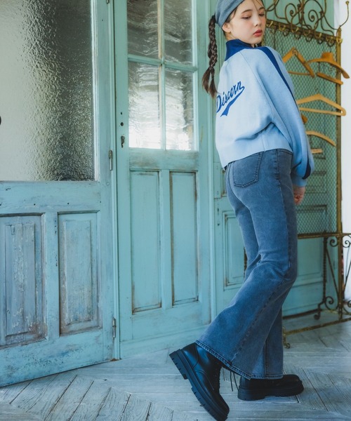 【裏起毛】デニムキモウセミフレアパンツ（デニムパンツ）｜repipi armario（レピピ アルマリオ）