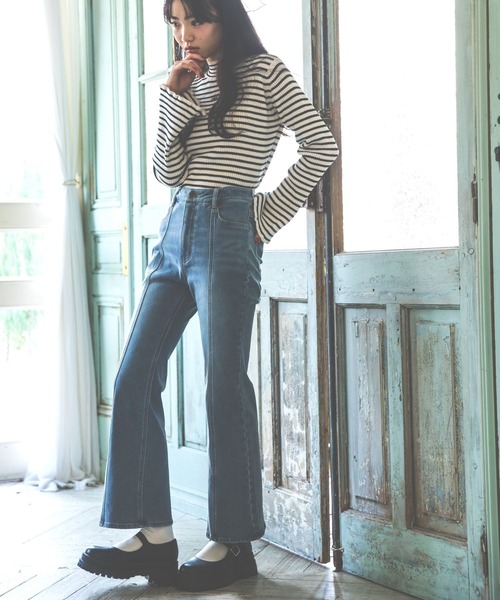 【裏起毛】デニムキモウセミフレアパンツ（デニムパンツ）｜repipi armario（レピピ アルマリオ）