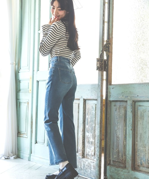 【裏起毛】デニムキモウセミフレアパンツ（デニムパンツ）｜repipi armario（レピピ アルマリオ）