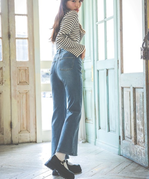 【裏起毛】デニムキモウセミフレアパンツ（デニムパンツ）｜repipi armario（レピピ アルマリオ）