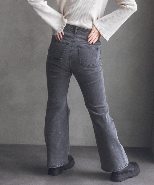 【裏起毛】デニムキモウセミフレアパンツ（デニムパンツ）｜repipi armario（レピピ アルマリオ）