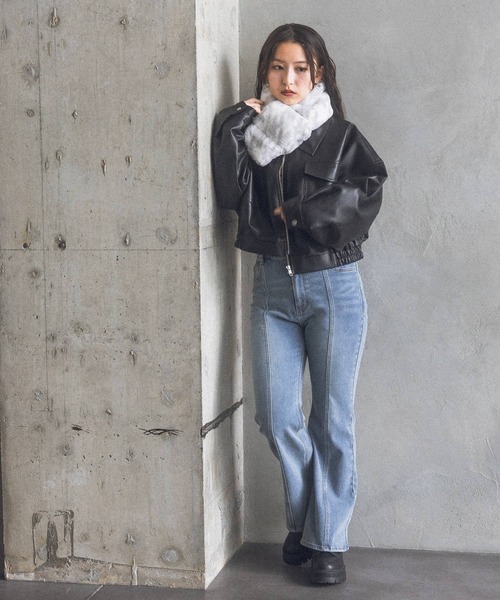 【裏起毛】デニムキモウセミフレアパンツ（デニムパンツ）｜repipi armario（レピピ アルマリオ）