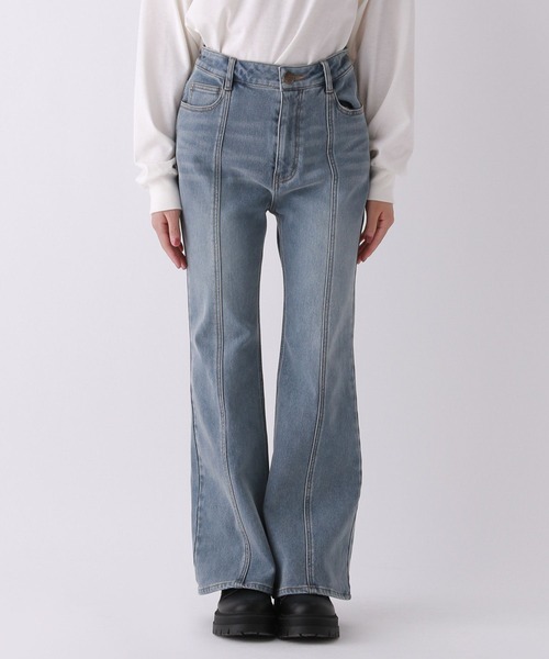 【裏起毛】デニムキモウセミフレアパンツ（デニムパンツ）｜repipi armario（レピピ アルマリオ）