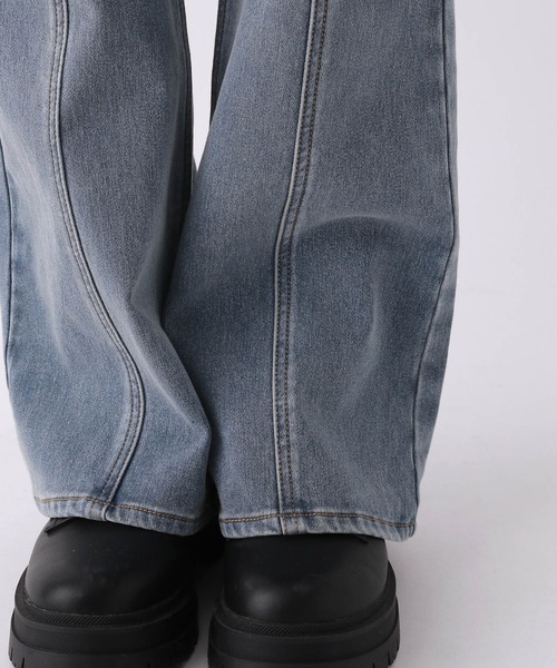 【裏起毛】デニムキモウセミフレアパンツ（デニムパンツ）｜repipi armario（レピピ アルマリオ）