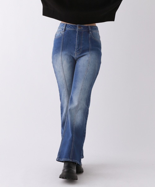 【裏起毛】デニムキモウセミフレアパンツ（デニムパンツ）｜repipi armario（レピピ アルマリオ）