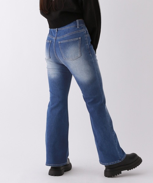 【裏起毛】デニムキモウセミフレアパンツ（デニムパンツ）｜repipi armario（レピピ アルマリオ）