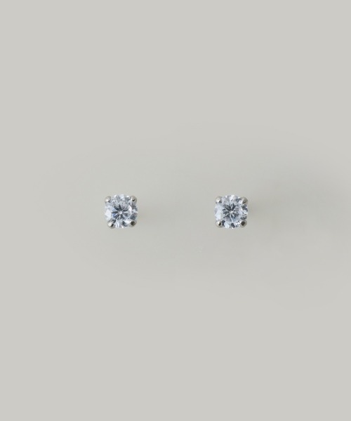 Jolie Toujours(ジョリトゥジュール)の「【汗や水に強い】〈ステンレス〉CZ1粒スタッドピアス(ピアス(両耳用)・レディース・シルバー/ゴールド・FREE)」の2枚目の写真